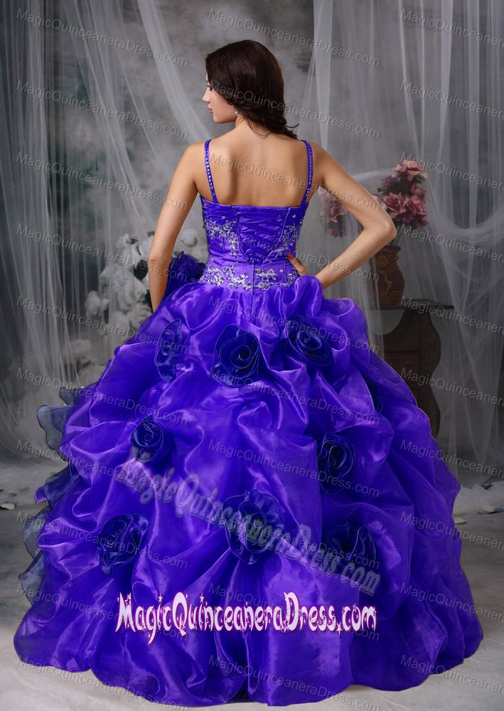 Straps Royal Blue Beaded Floor Length Sweet 16 Dresses with Pick Ups in Macon
